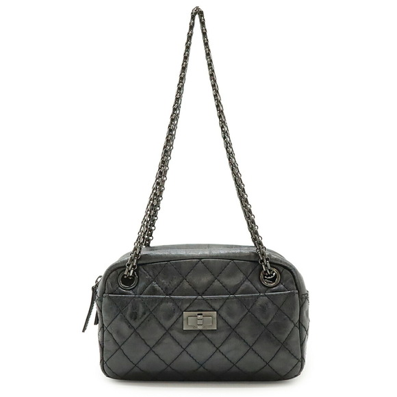 CHANEL Handbags - CHANEL Gray Leather Pochette Shoulder Bag